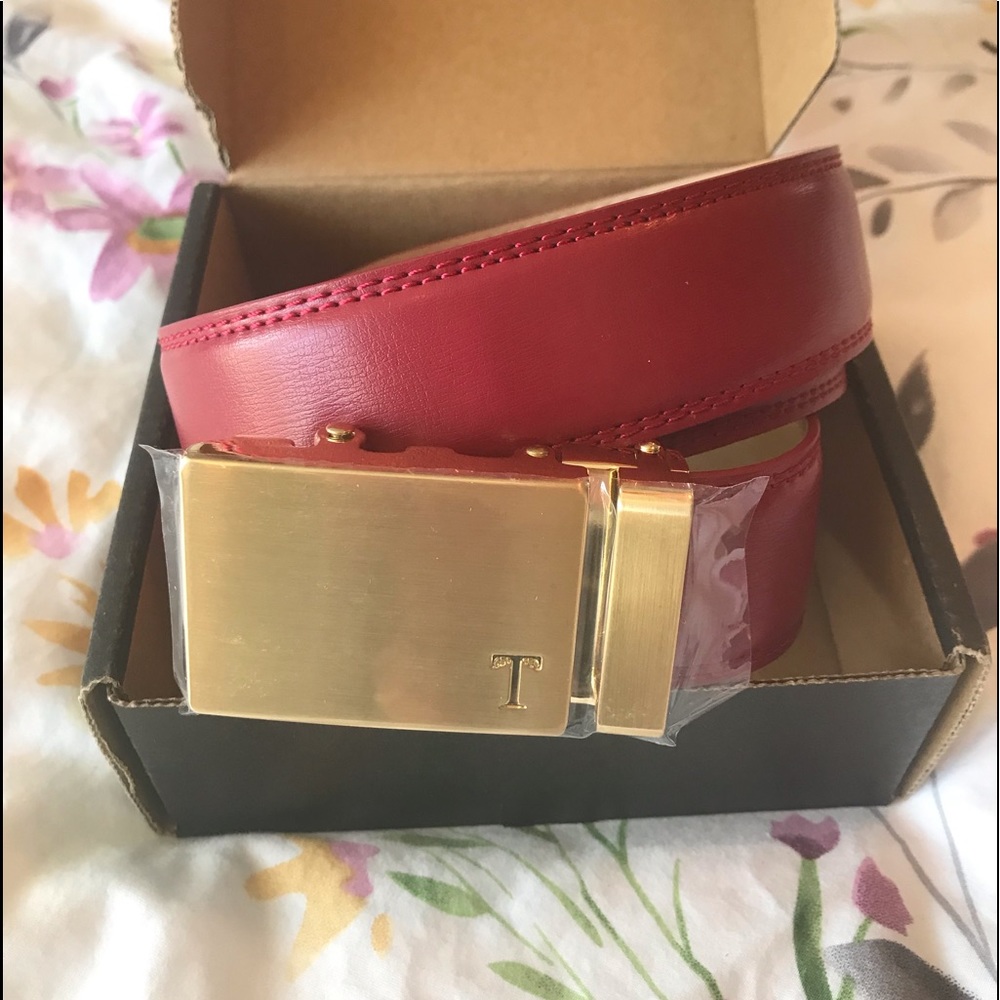 NWOT Genuine leather men’s red belt by Tonywell